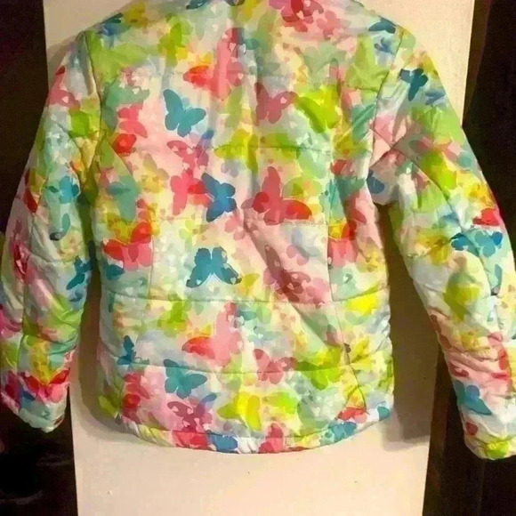 Butterfly Girls Coat Large 10/12 zip up 100% Polyester pretty colors - Picture 2 of 6